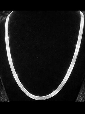 Diamond cut herringbone statement sterling silver necklace chain vintage QVC